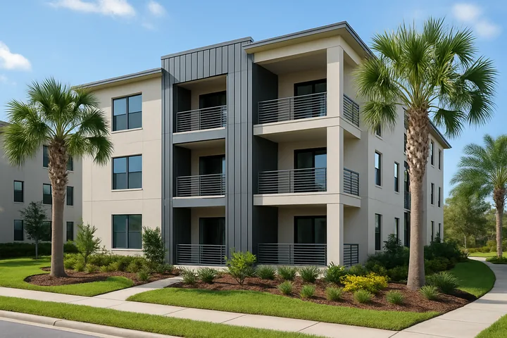 Lake Nona Orlando modern fourplex multifamily building exterior
